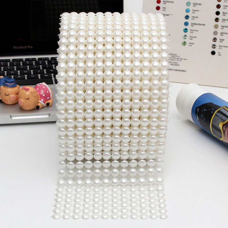 Hotfix Rhinestone Sheet - 1 Yard 12 righe 8.6mm Pearl