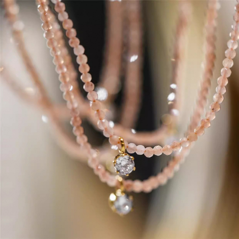 Pearl Trim Chain - Collana con ciondolo zircone sexy vintage
