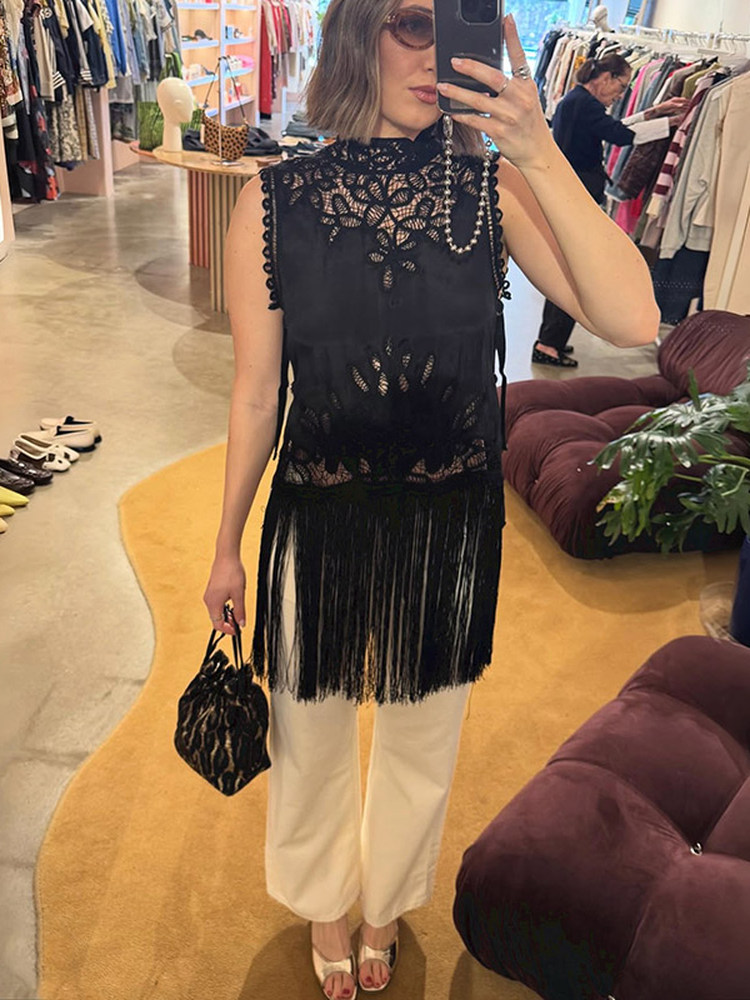 Camicia da donna senza maniche - Tassel Fringe Trim recensione e prezzo