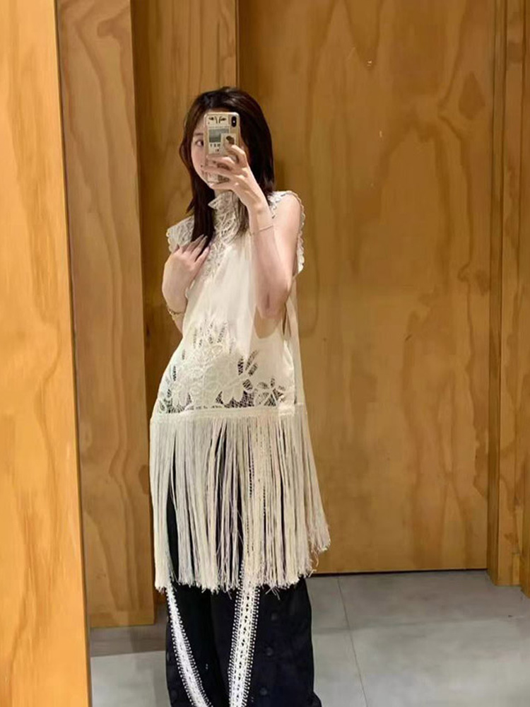 Camicia da donna senza maniche - Tassel Fringe Trim recensione e prezzo